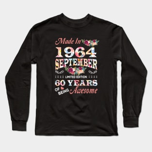 September Flower Made In 1964 60 Years Of Being Awesome Long Sleeve T-Shirt